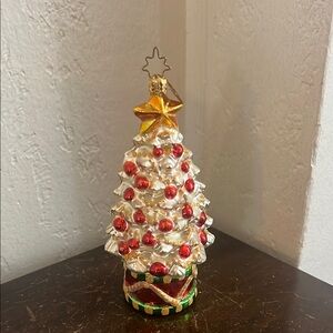 Vintage Gold and Red Holiday Tree Ornament
